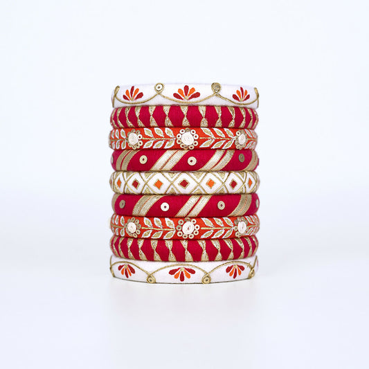 Anokhi Red & White Bangle Set