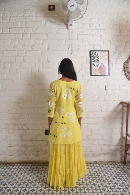 Dogwood Sharara Set in Yellow