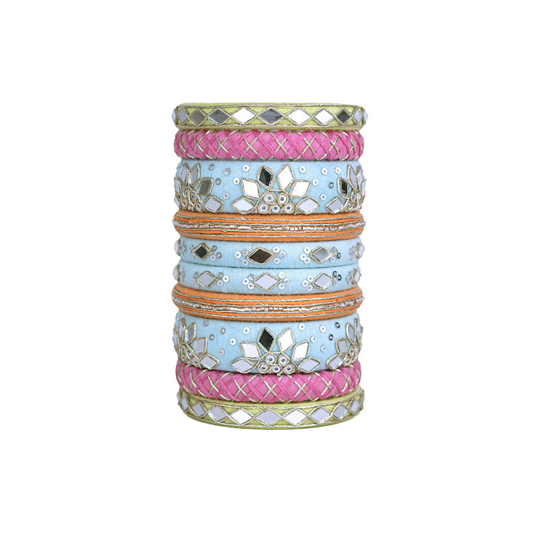 Ranjana Mirror Work Pastel Bangle Set