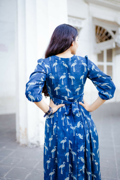 Flamingo Indigo Silk Dress