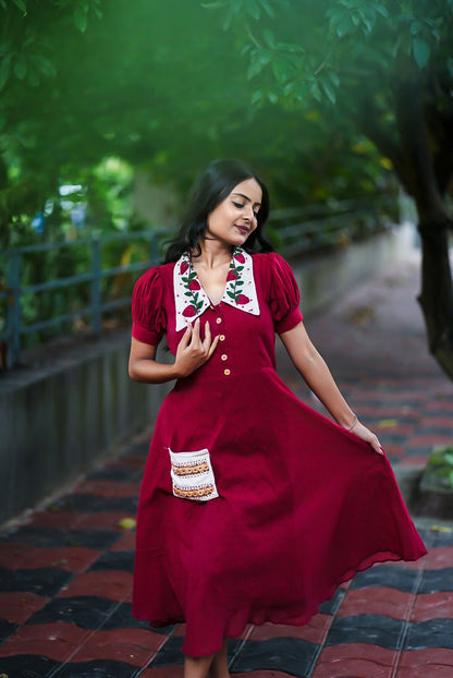 Strawberry Handwoven Cotton Dress