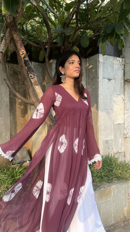 Alira Purple Georgette Flare Kurta