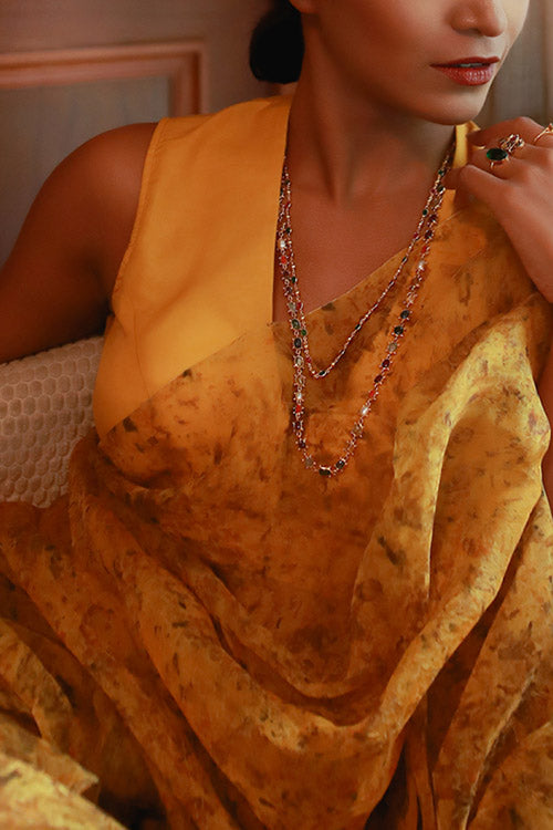 Natural Flower Dyed Sunhera Silk Saree