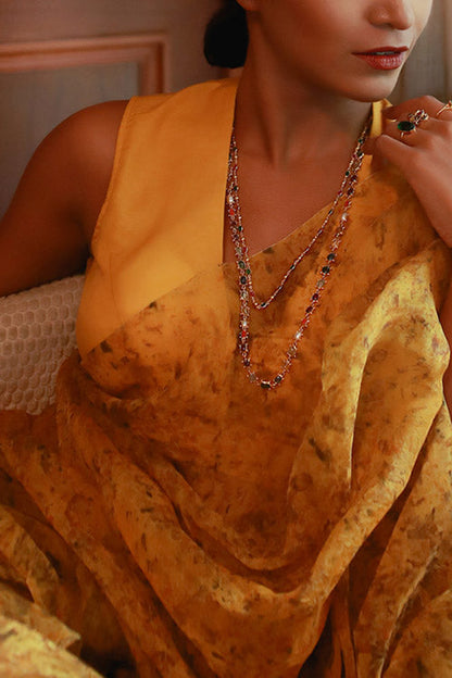 Natural Flower Dyed Sunhera Silk Saree