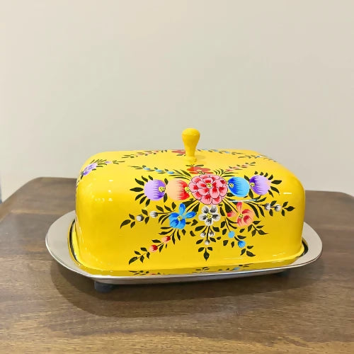 Hand-Painted Butter Dish-Yellow