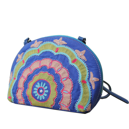 Blue Half-Round Sling Bag