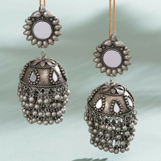 Piyali Silver Oxide Jhumkas