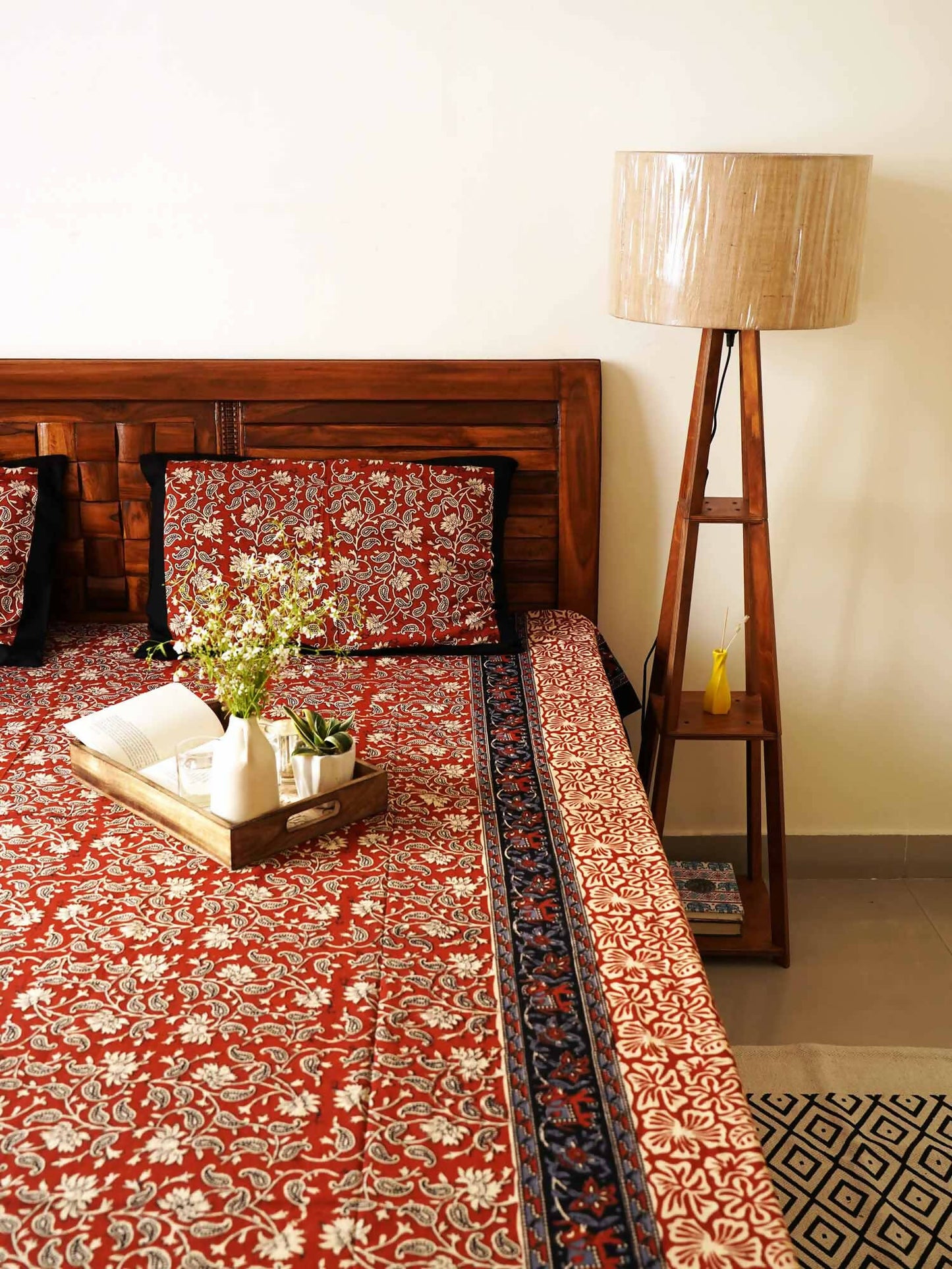 Maroon Kalamkari Bedsheet