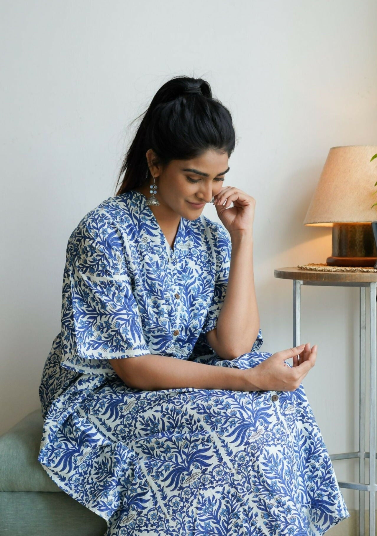 Tree-of-life-hand-block-printed-cotton-kaftan-dress-4