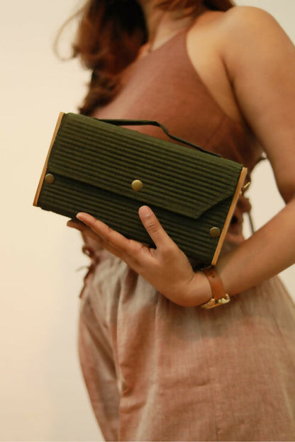 Springtale & Solid Olive Box Clutch - Changeable Sleeve