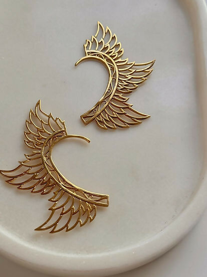 Angel Wings Brass Earcuffs