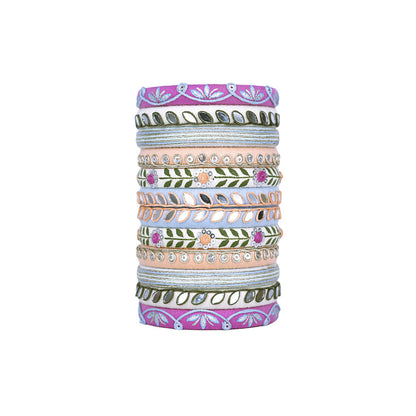 Veda Purple & White Bangle Set