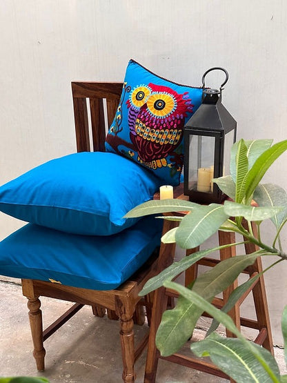 'Neelber' and Owl Blue Cushion Cover