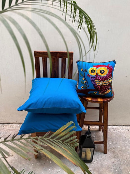 'Neelber' and Owl Blue Cushion Cover