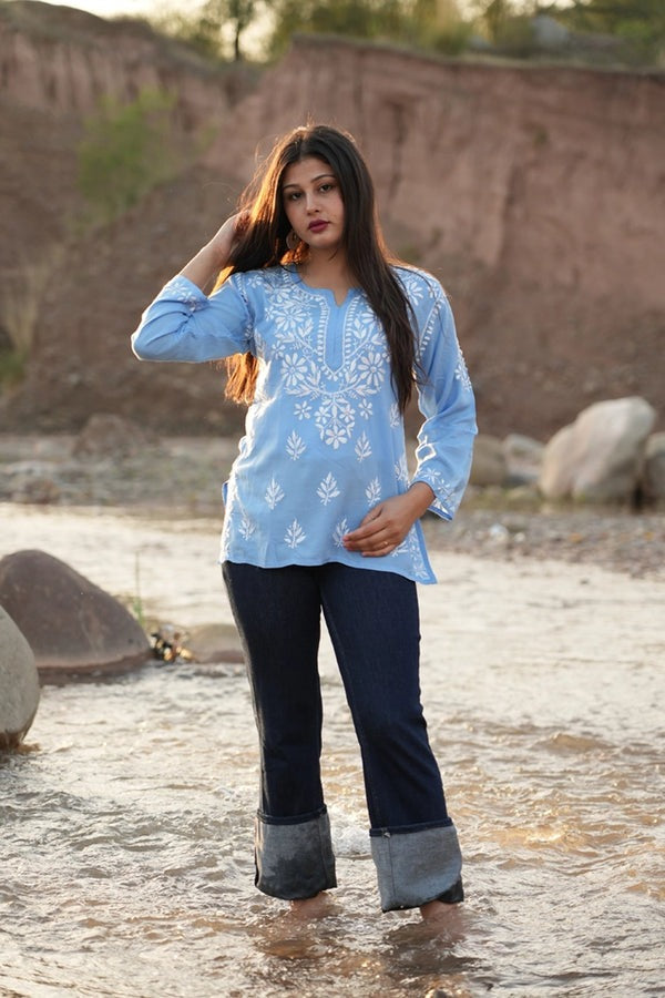 Fiza Modal Chikankari Short Kurta