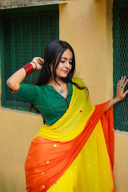 Yellow the Queen Mulmul Saree