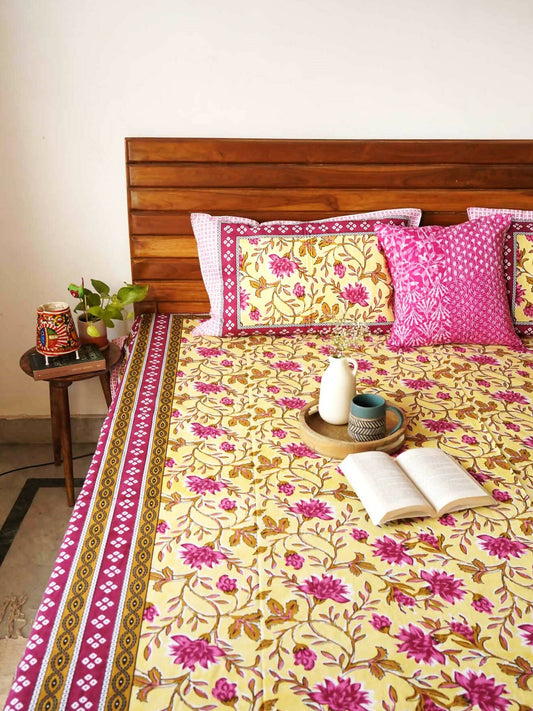 Baagh – Yellow- Double Bed Bedsheet