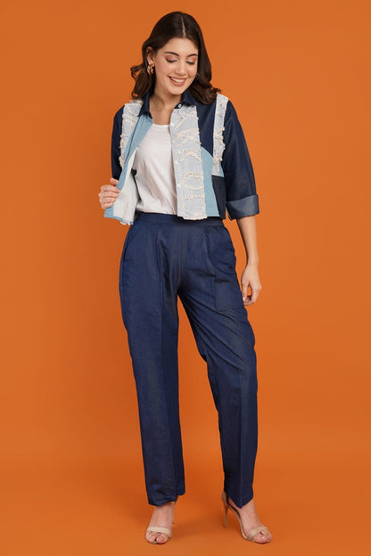 Denim Stripe Crop Coord Set