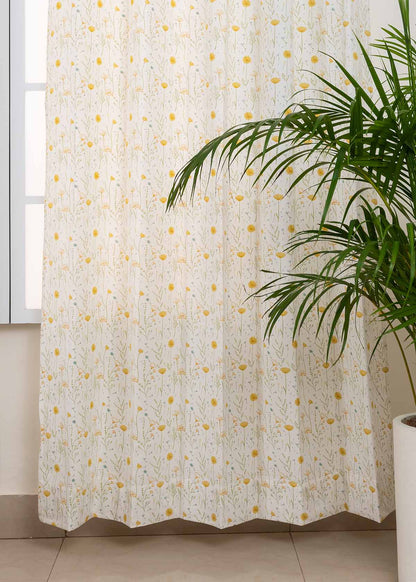 Room Darkening - Yellow Drifting Dandelion Cotton Curtain