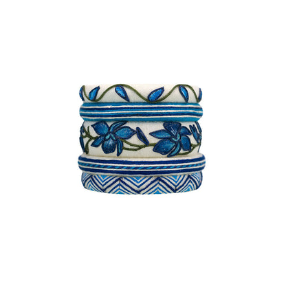 Arkida Cotton Thread Blue Bangle Set