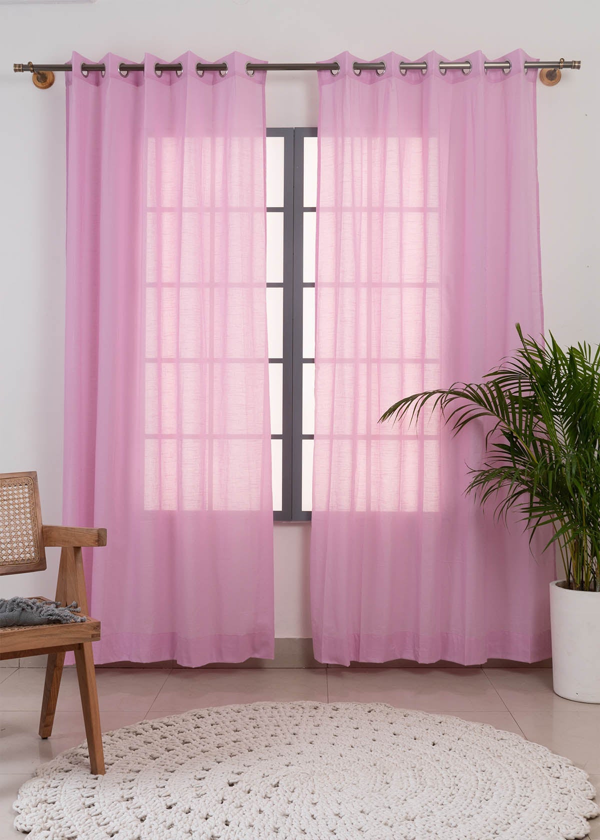 Light Filtering - Solid Lavender Sheer Pure Cotton Curtain