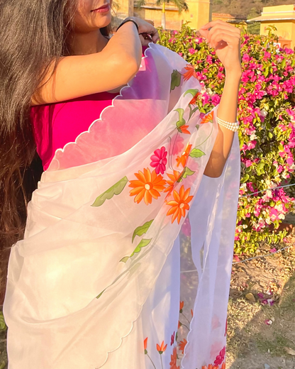 white 'gulposh' hand-painted saree (4)