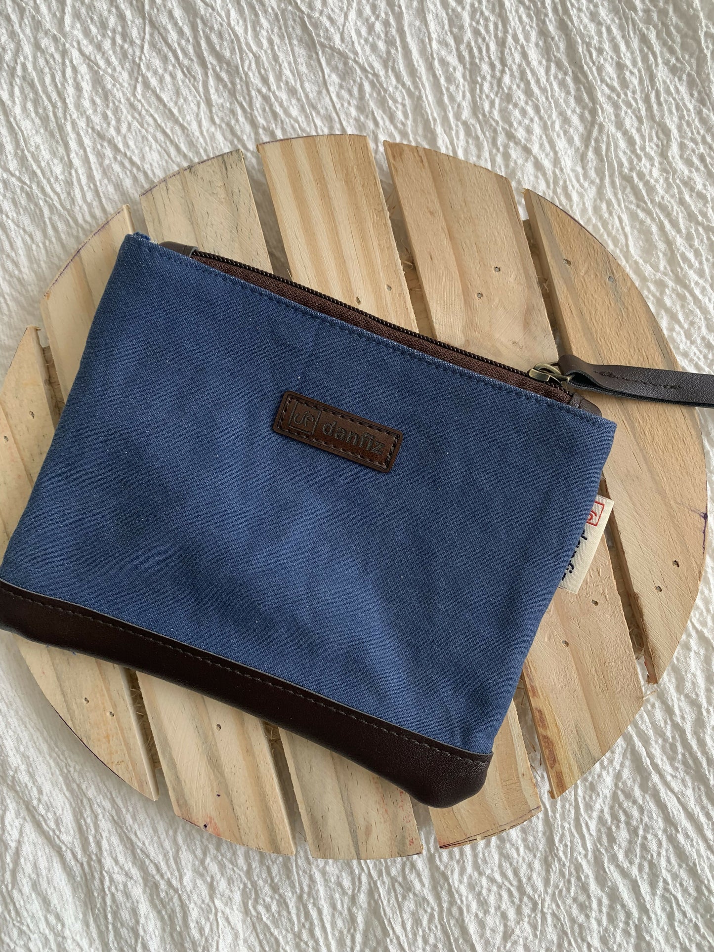 Camera Pouch in Blue/White