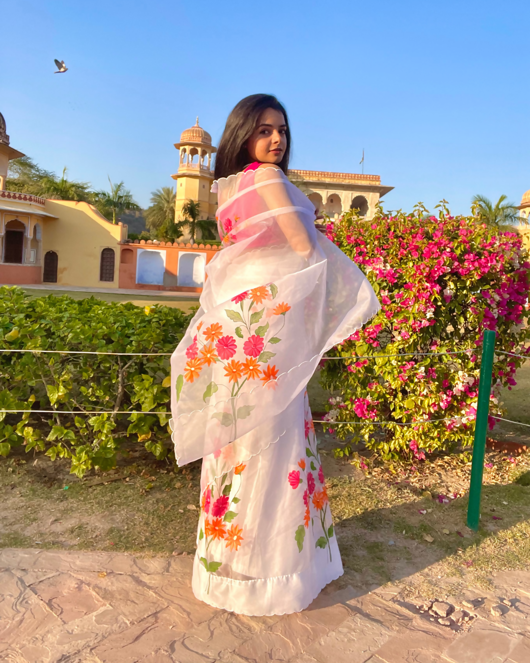 white 'gulposh' hand-painted saree (3)