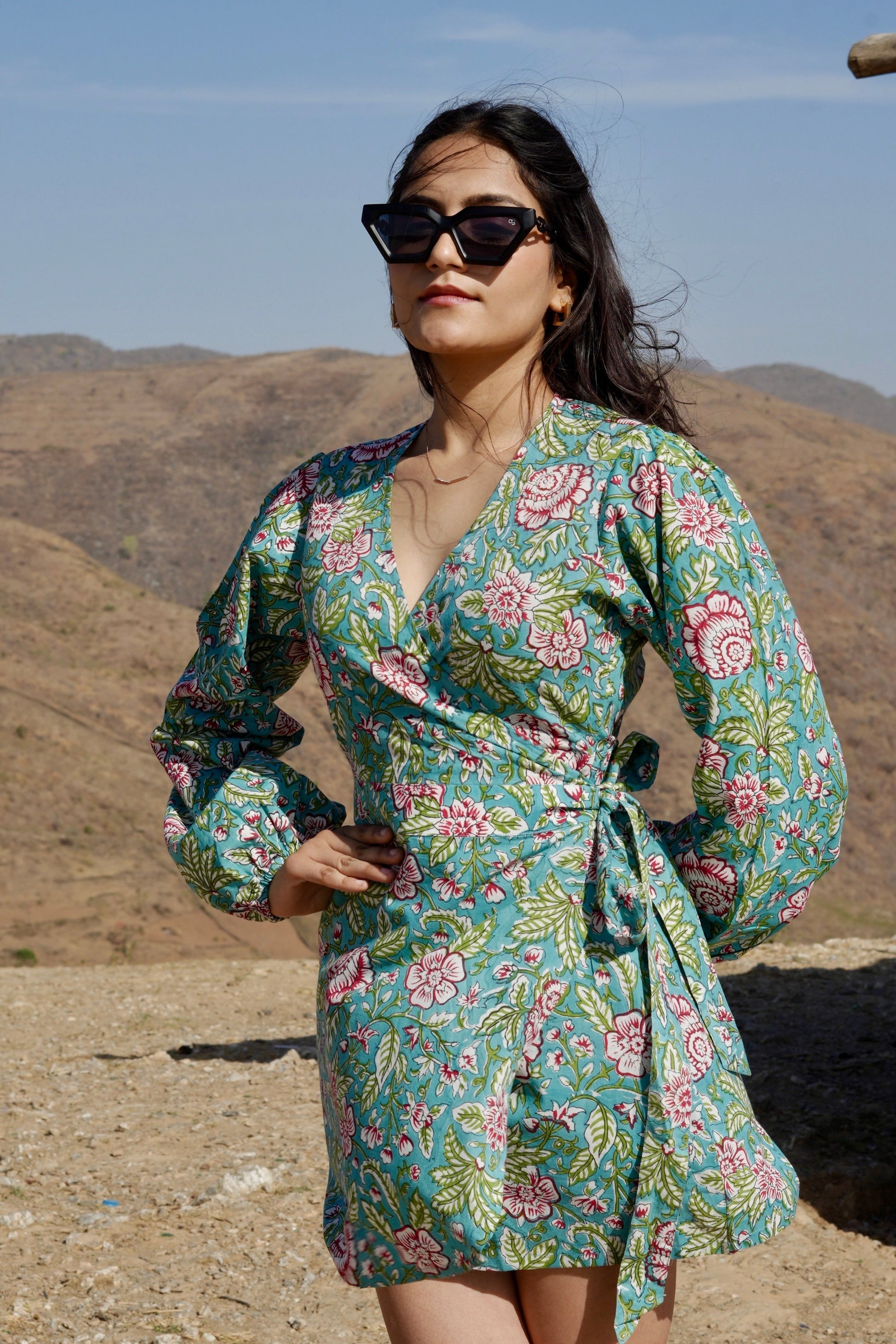 Green Wrap Around Dress Green XS Cotton