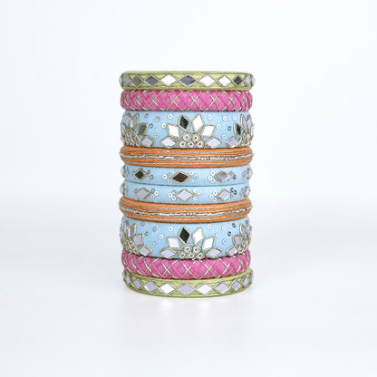 Ranjana Mirror Work Pastel Bangle Set