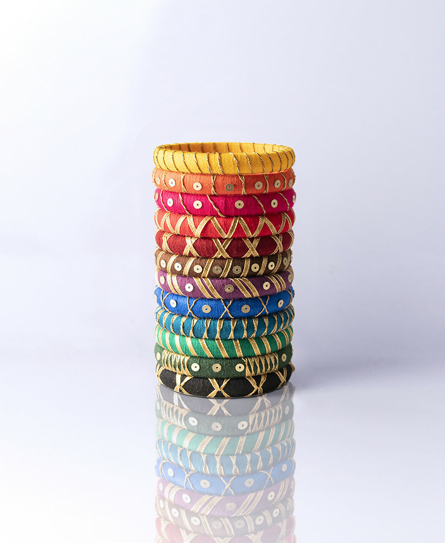 Flurocent Multicolor Gotapatti Bangle Set