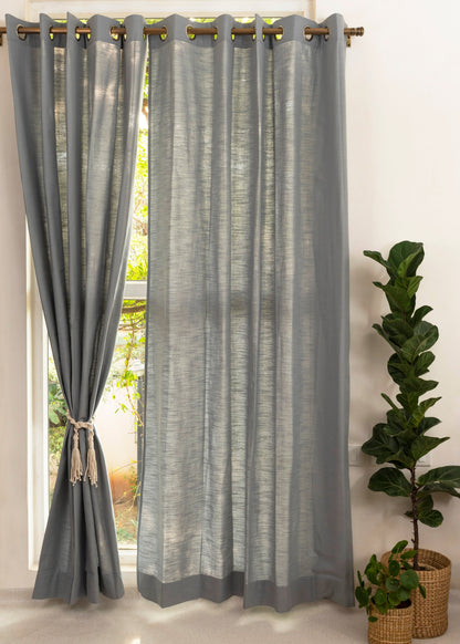 Room Darkening - Ultimate Grey Cotton Plain Curtain