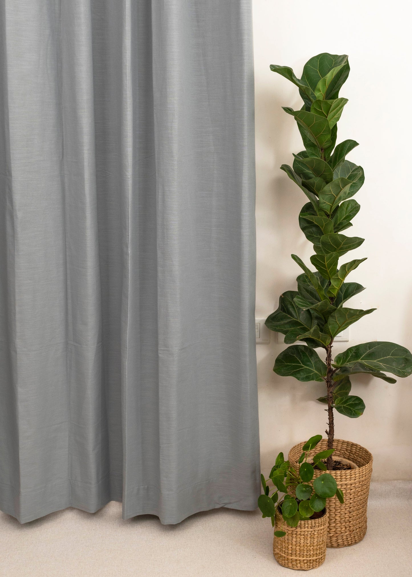 Room Darkening - Ultimate Grey Cotton Plain Curtain