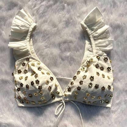 Floral Sequin Handwork Bralette