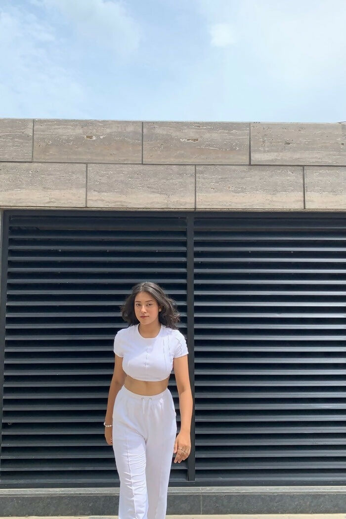 Pure White Crop Top With Joggers