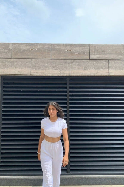 Pure White Crop Top With Joggers