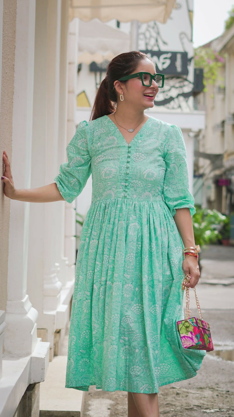 Prague Green Cotton Dress