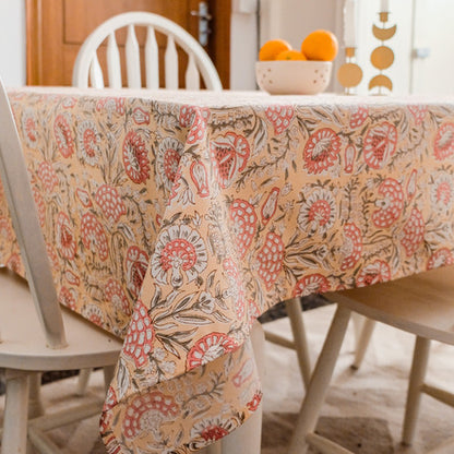 Blushing Meadows Wipeable & Anti Slip Cotton Tablecloth - ROUND