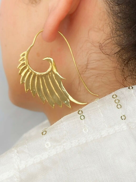 Angel Wings Brass Earrings