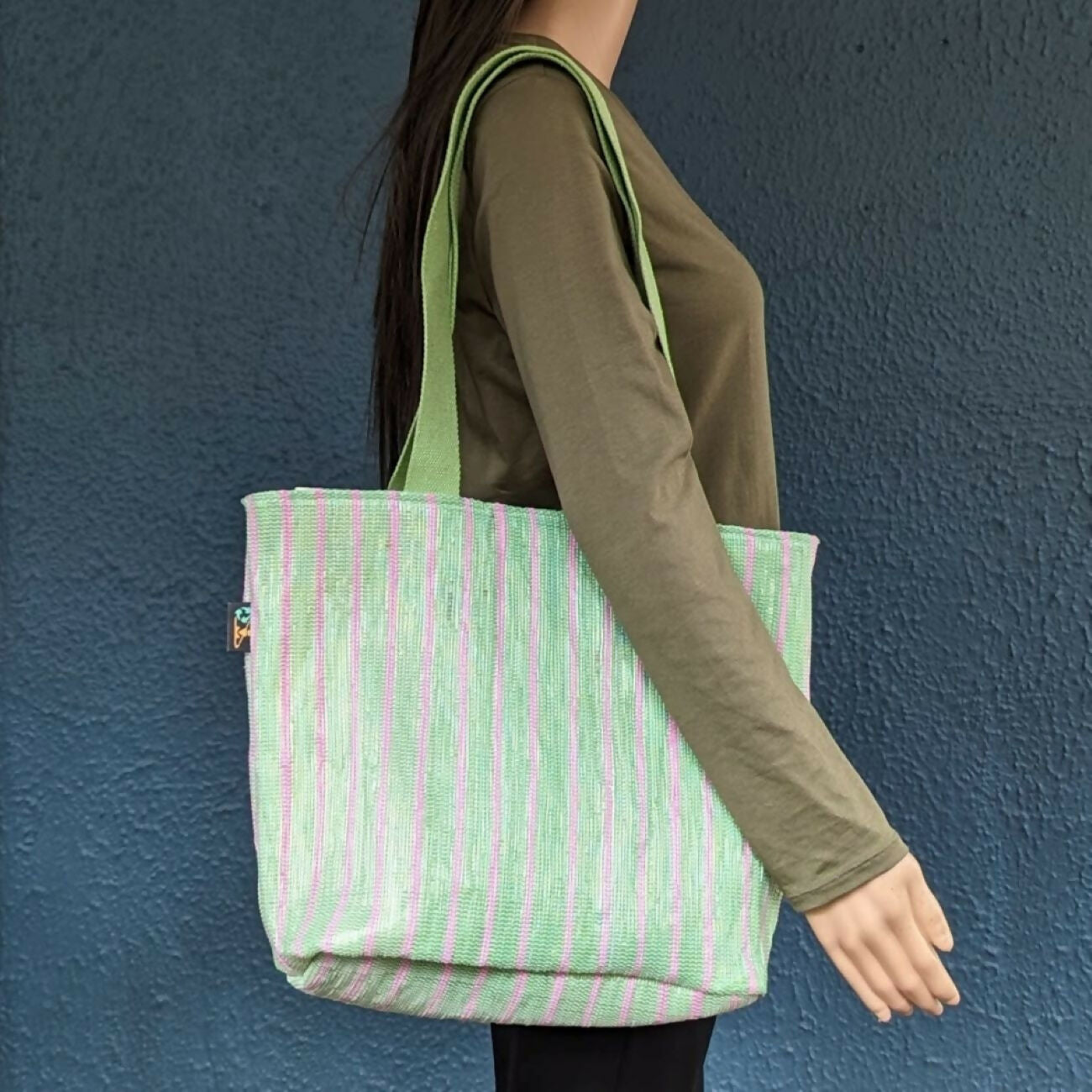 Upcycled Handwoven Shopper Tote Bag