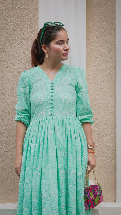 Prague Green Cotton Dress