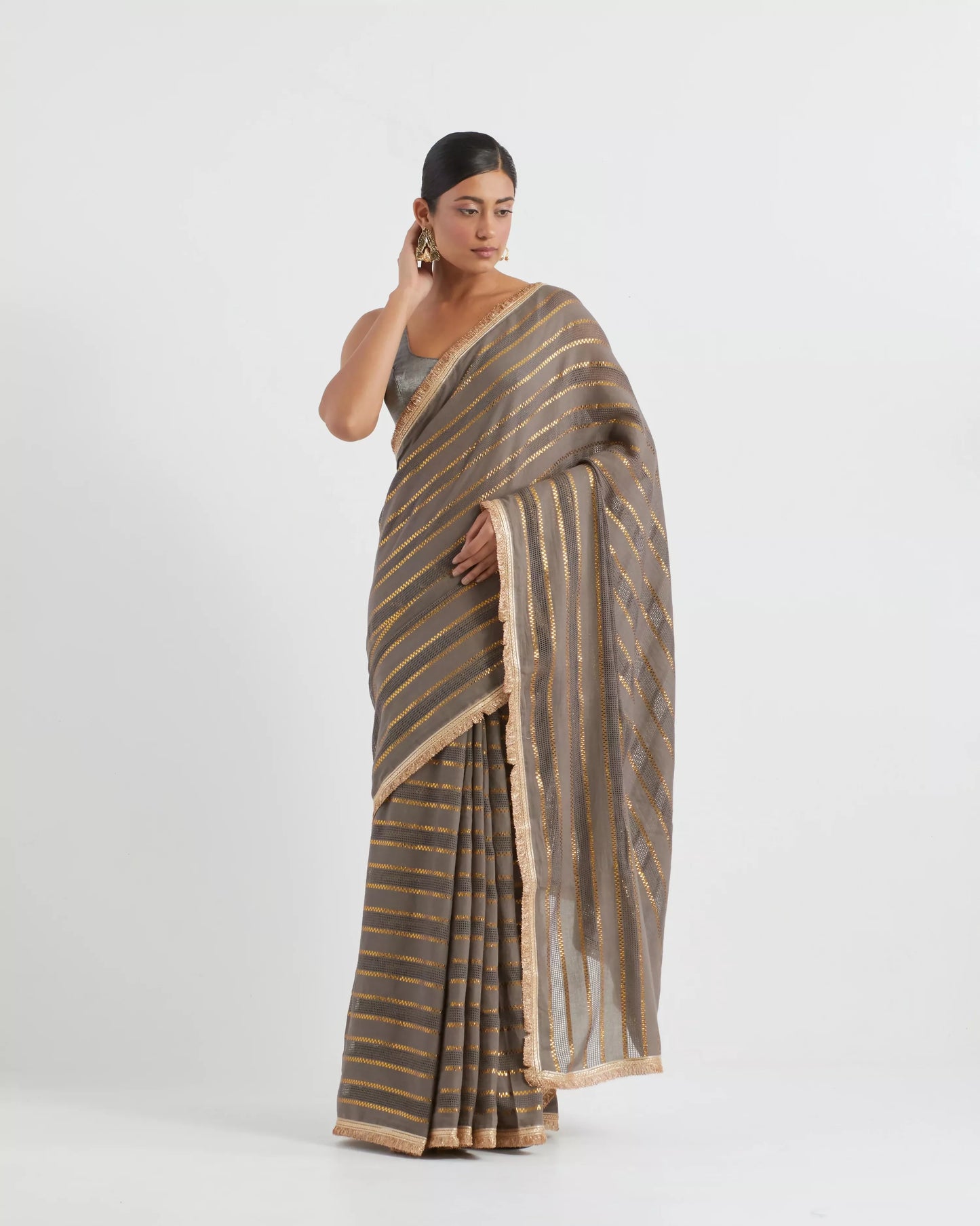 Jhilmil Gold Zari Saree