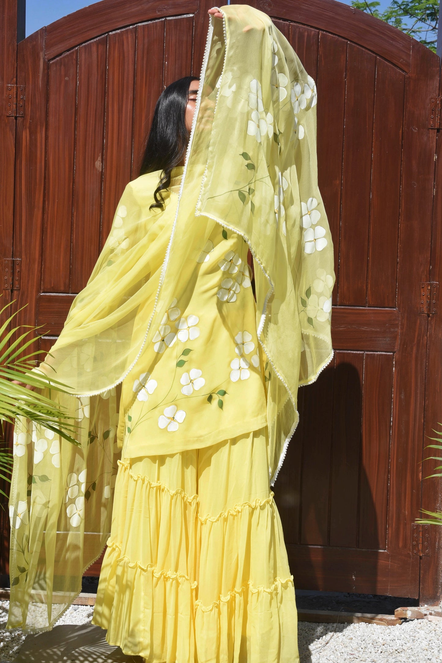 Dogwood Sharara Set in Yellow