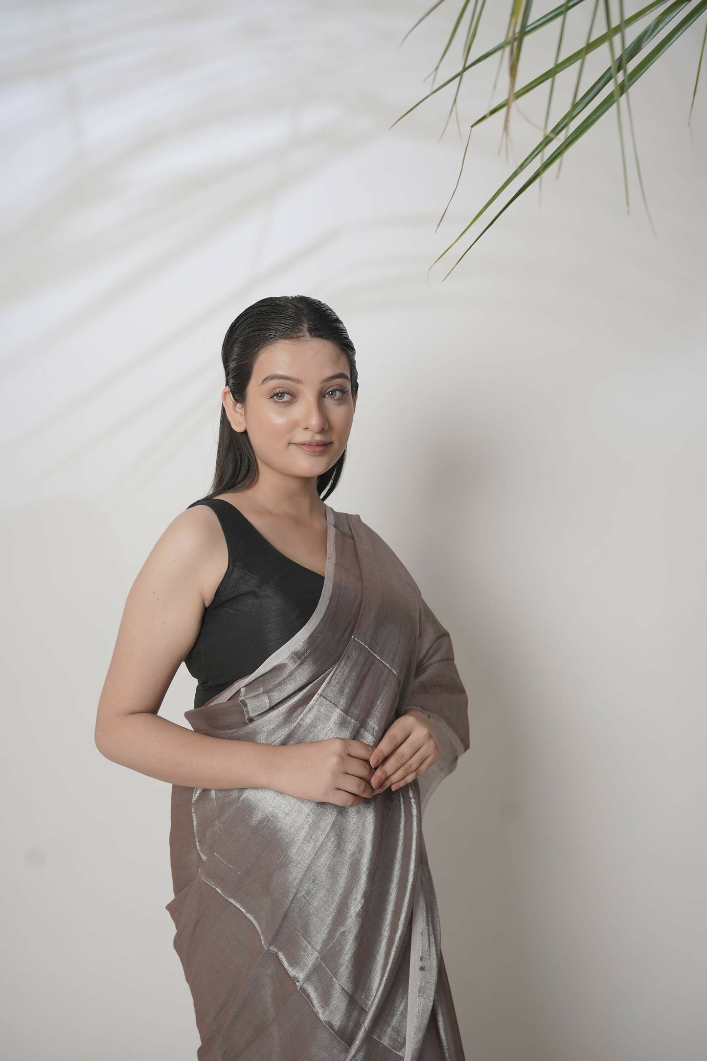 Bhavya | Pastel Coffee Handloom Tissue Saree