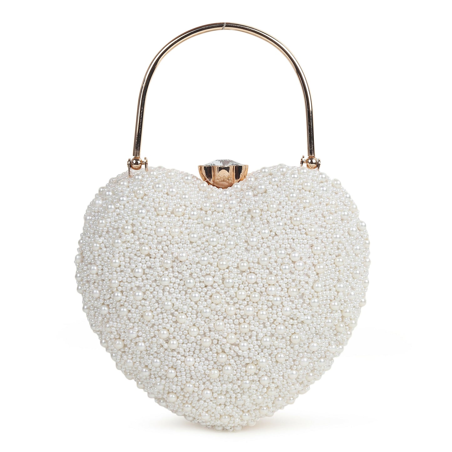 White Pearl Heart Shaped Clutch