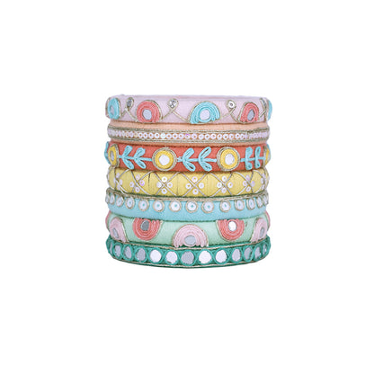 Jivika Pastel Shade Threadwork Bangle Set