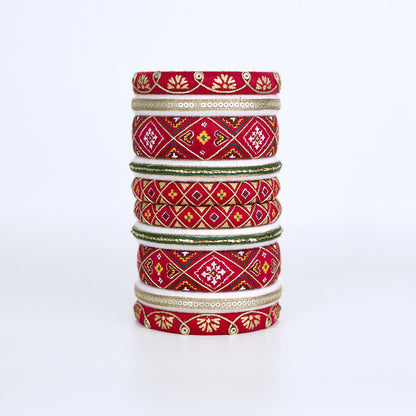 Navratna Red Bangle Set