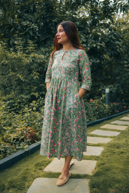 Vienna Green Cotton Dress