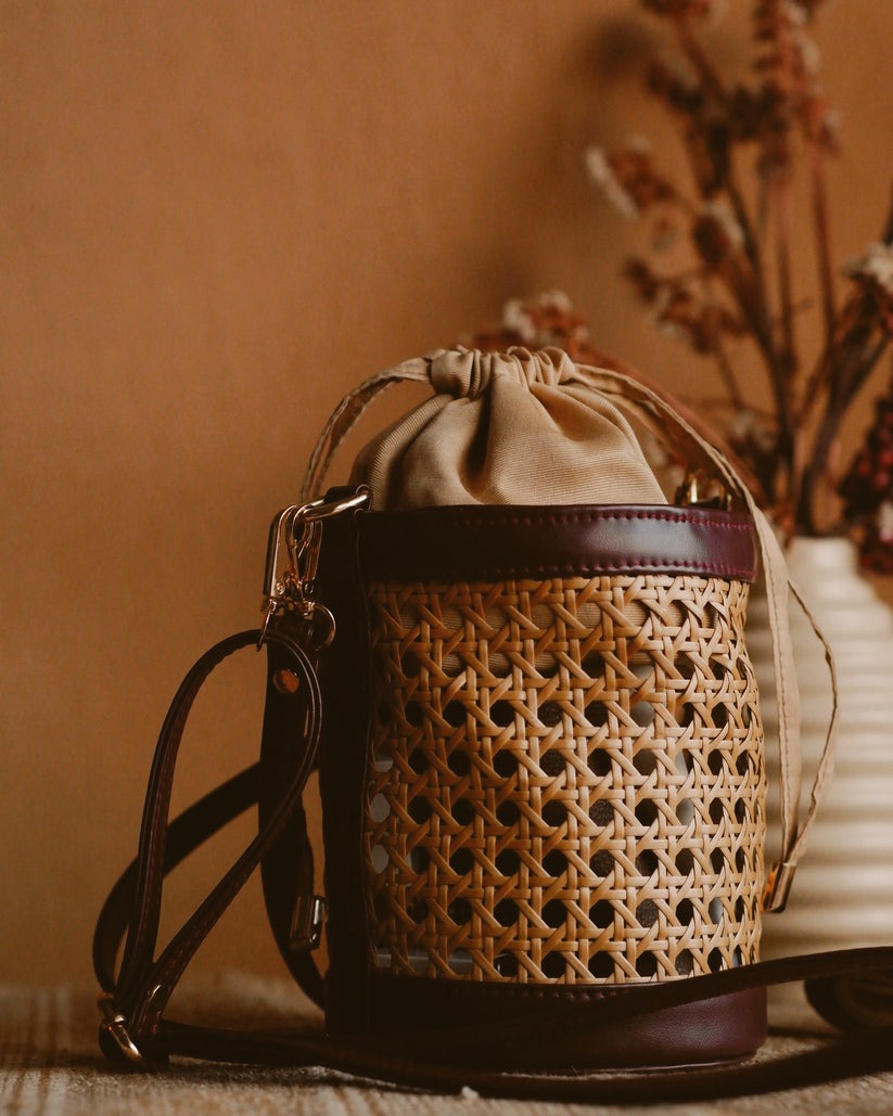 Rattan Weave Bucket Bag