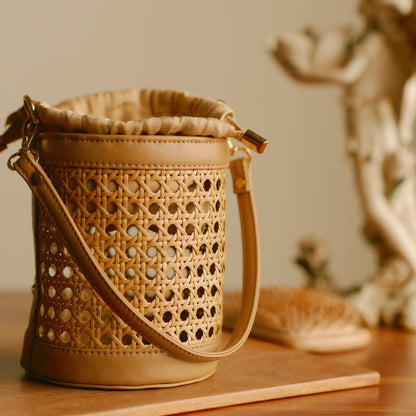 Rattan Weave Bucket Bag